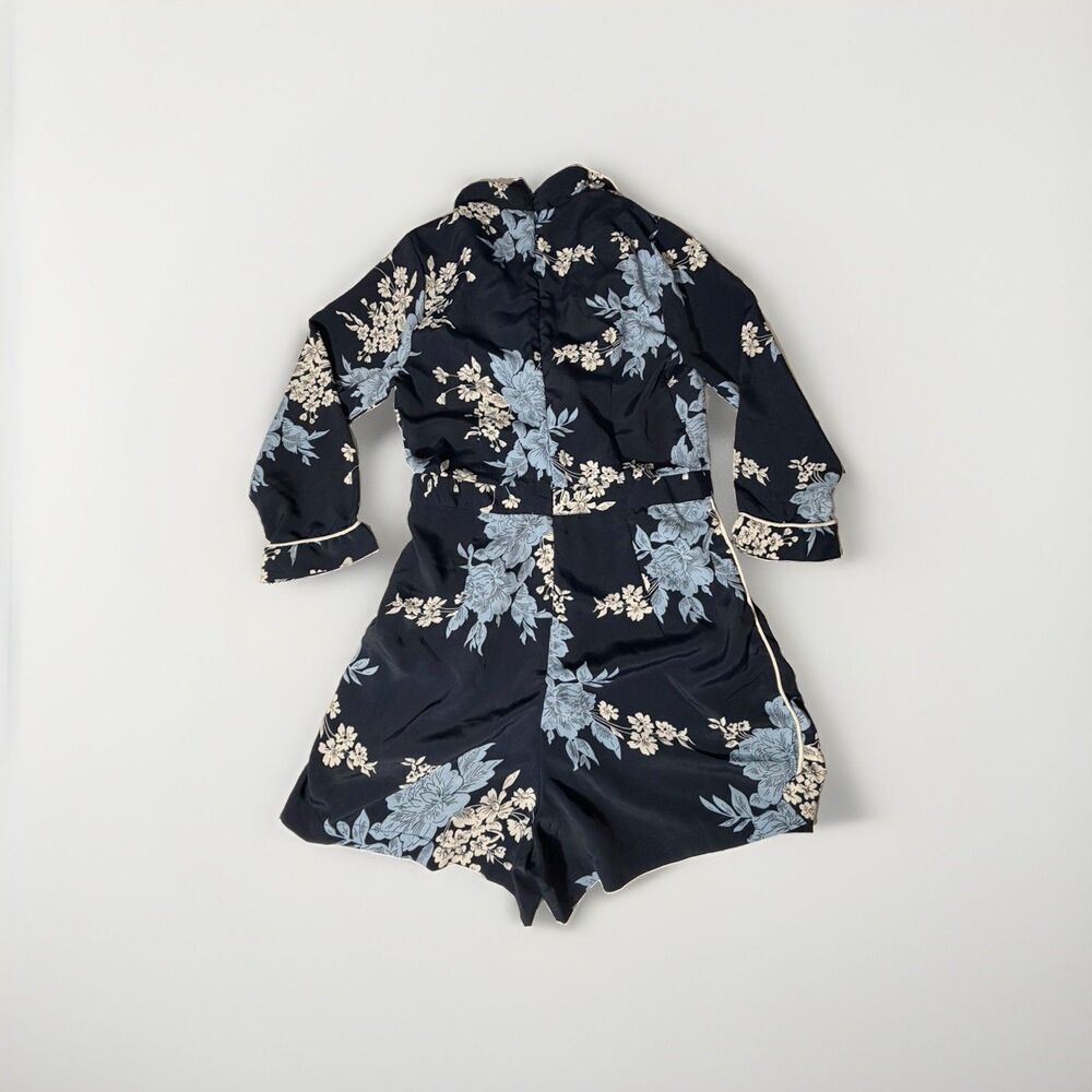 ASOS Women’s US 6 Navy Blue Floral Long Sleeve Romper Playsuit Shorts